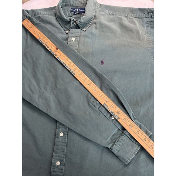 Ralph Lauren Men's Button Up Shirt, Blake XXLarge Green Check Navy Pony Preppy - Picture 8 of 10